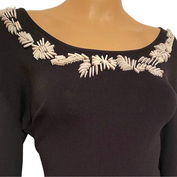 Joseph A. Black pullover top w/beaded neckline - Picture 5 of 5